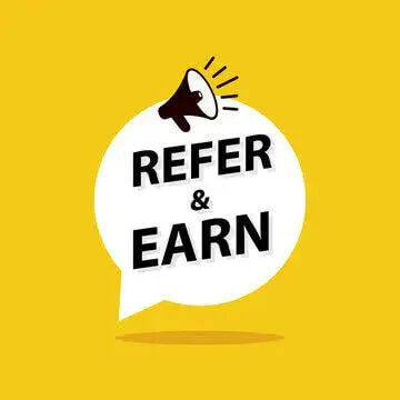 refer and earn animation black text yellow background