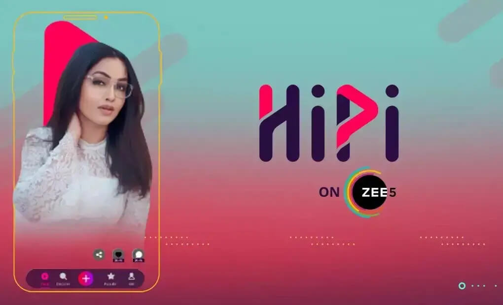 Hipi app logo and a women in video screenshot