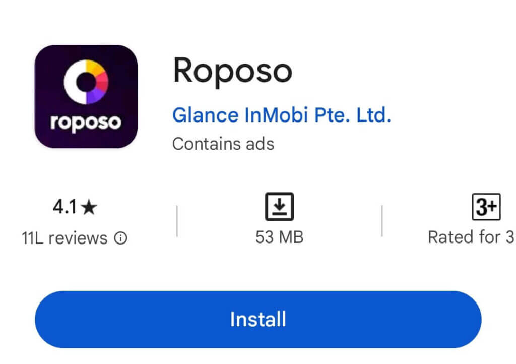 Roposo App Install Screenshot
